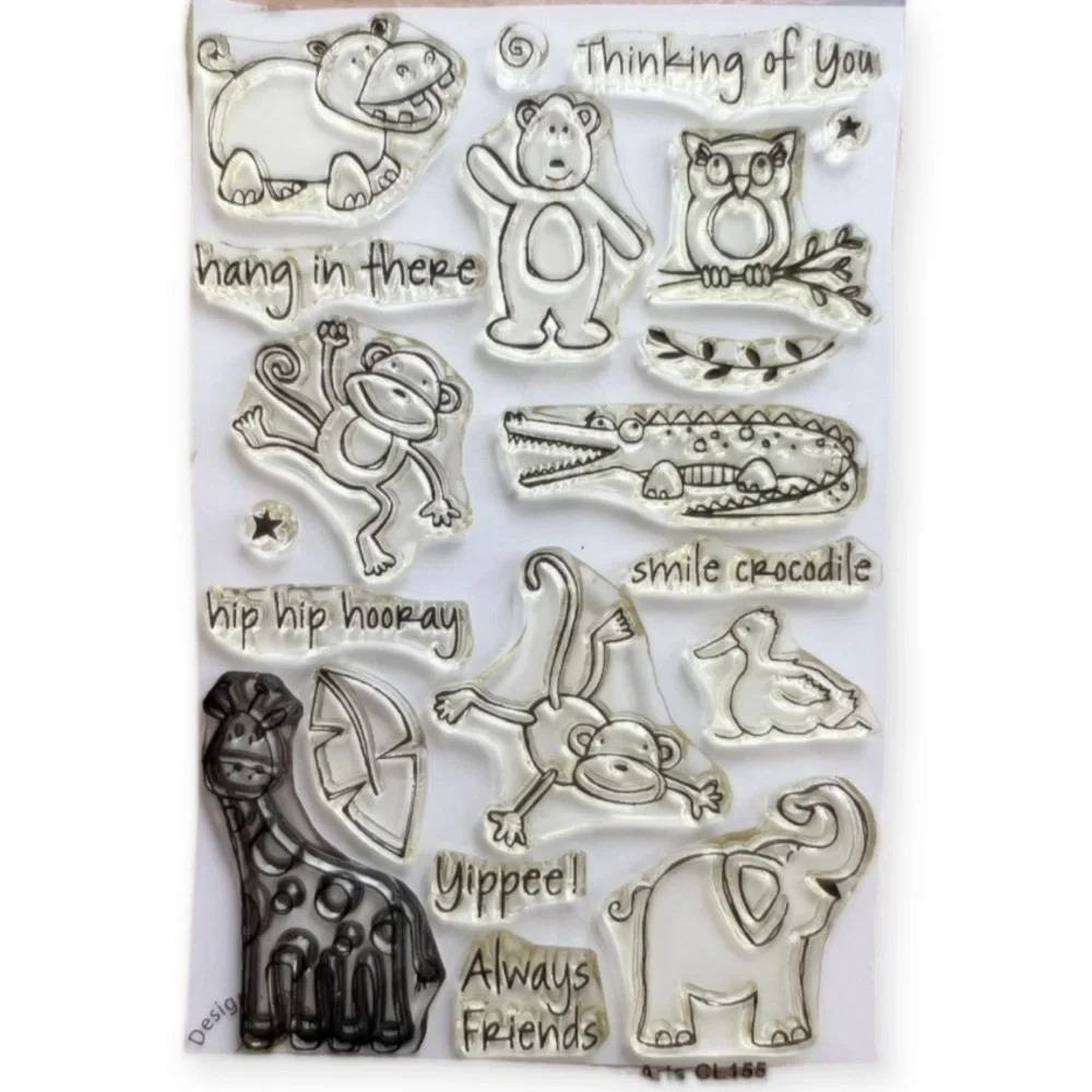 Hero Arts Set of 2 Acrylic Stamp Sets Adorable Baby Girl Playful Animals